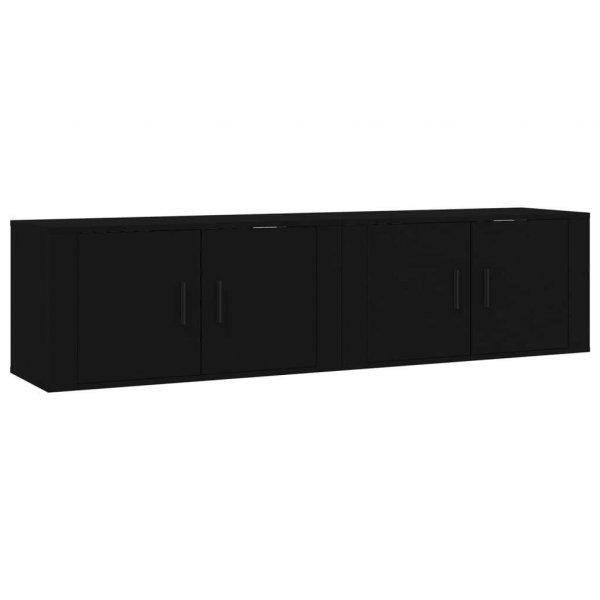 2 db fekete falra szerelhető tv-szekrény 80 x 34,5 x 40 cm