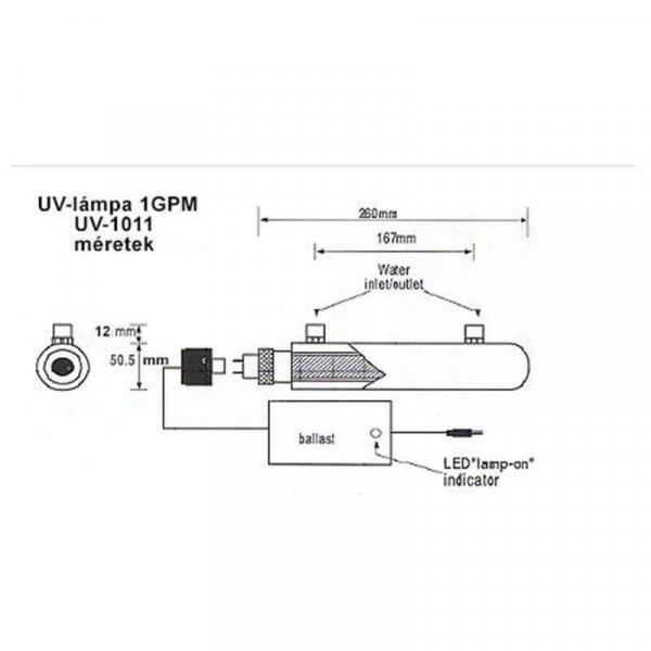 UV lámpa készlet UV-1011, 6W, 1GPM