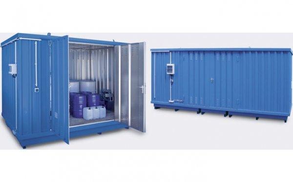 Veszélyesanyag-konténer gyúlékony anyagok aktív tárolásához, 2385 x 3075
x 2075 mm, horganyzott 