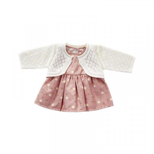 Rózsaszín ruha és fehér kötött kardigán 30-35cm-es babáknak, byASTRUP