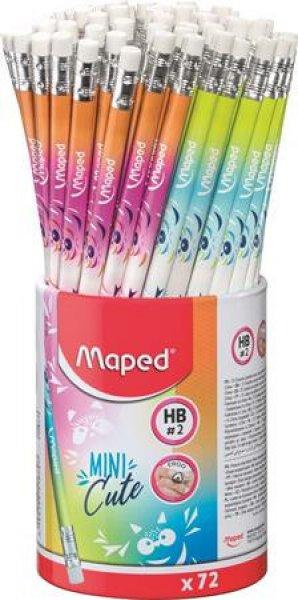 Grafitceruza HB, radírral, Maped Mini Cute Black Peps, háromszög test,
kétféle változat