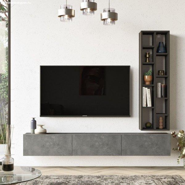TV állvány, ezüst, fekete - FLOAT - Butopêa