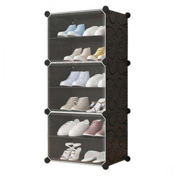 Moduláris cipőtároló szekrény, Mufart, műanyag, 3 rekeszes, 6 polc,
44x31x96 cm, 44x31x96 cm