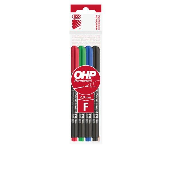 Alkoholos marker készlet, F, OHP Ico, 4 klf.szín