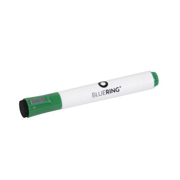 Táblamarker 3mm, mágneses, táblatörlővel multifunkciós Bluering® zöld
