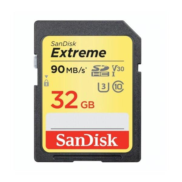Memóriakártya SDHC Extreme KÁRTYA 32 Gb. 90MB/S, UHS-1, CL10, U3, V30 Sandisk
