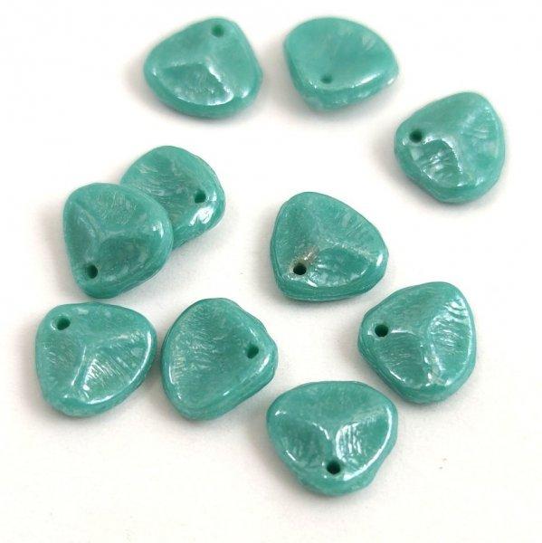 Préselt rózsaszirom gyöngy - Rose Petal - Turquoise Green Luster - 8x7mm