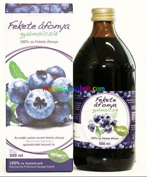 Fekete Áfonya 500 ml, 100 %-os gyümölcslé - MannaVita
