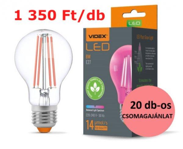 Videx Fito Filament szálas növénynevelő Led 20 db-os  8 W-os  E27-es
foglalattal csomagajánlat