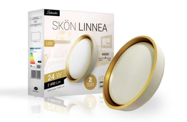 Skön Linnea 24 W-os ø400 mm kerek natúr fehér  fehér-arany színű
mennyezeti lámpa  IP20-as védettségű
