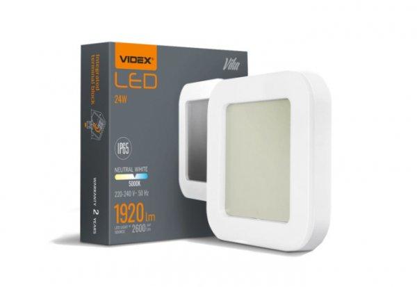 Videx Vika 24 W-os 320x320mm négyzet alakú fehér mennyezeti lámpa IP65-ös
védettségű