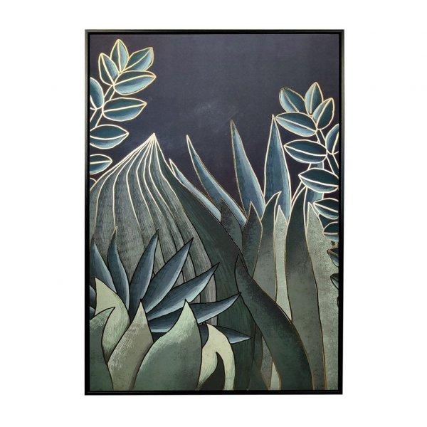 Keretezett falikép, trópusi levelek, 60x90 cm, zöld-fekete - NUIT CALINE -
Butopêa