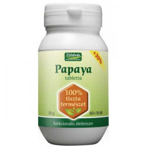 Zöldvér papaya tabletta 100% 60+18 db 78 db