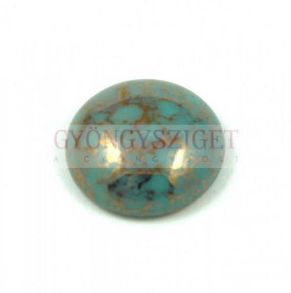 Cseh üveg kaboson - turquoise bronze - 25mm