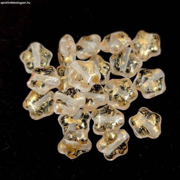 Cseh préselt csillag gyöngy - Crystal Gold Patina - 6mm