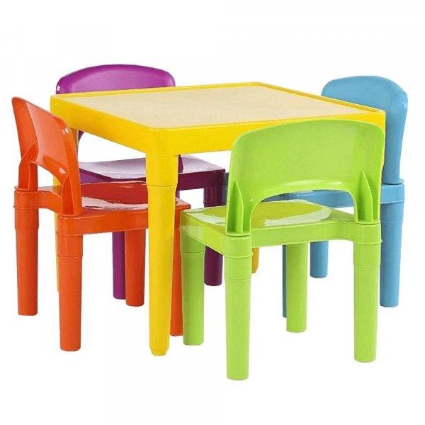 Gyerek asztalka szett, 4 székkel, színes - OZ - Butopêa