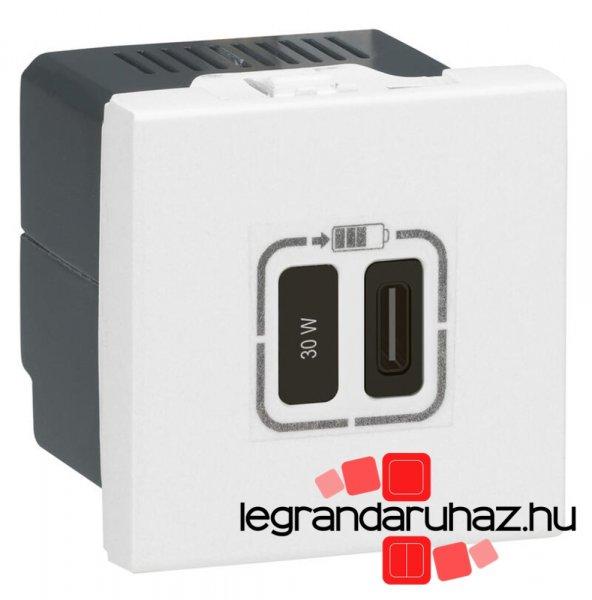 Legrand Program Mosaic 1 x USB-C Power Delivery töltőaljzat - 3 A - 30 W, 2
modul, fehér, Legrand 077585L
