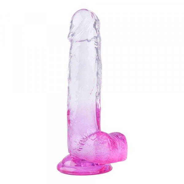 Sunfo - tapadókorongos, herés dildó - 22cm (átlátszó-lila)