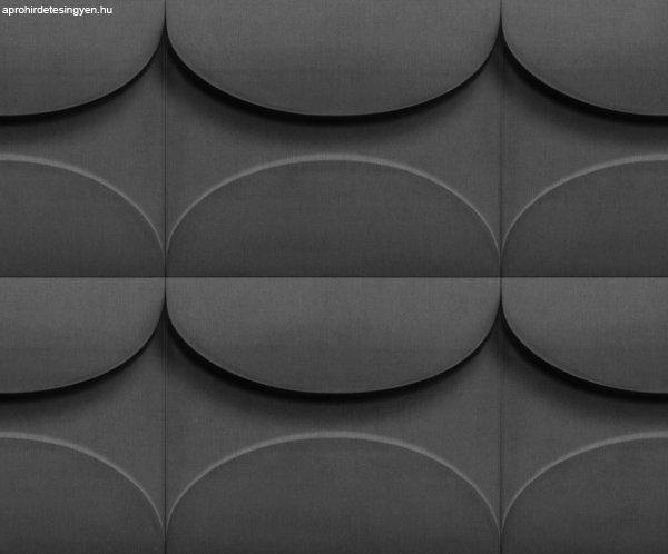 Shades Iconic szürke alapon fekete 3D geometriai ovális mintás tapéta 34486