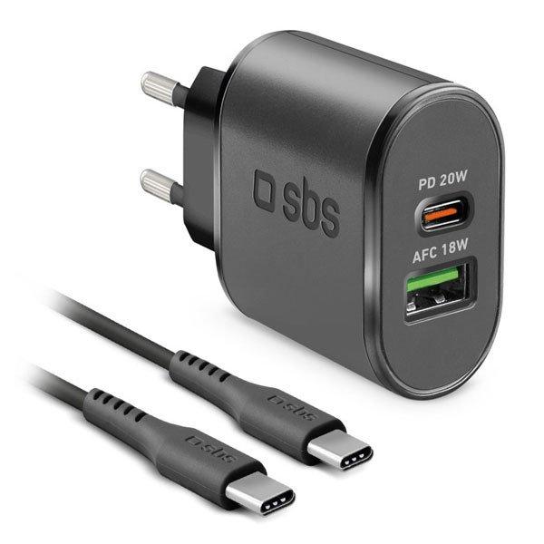 SBS Cestovná nabíjacia sada USB/USB-C, 18 W, fekete