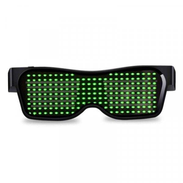 Parti szemüveg, világító szemüveg, LED kijelzős szemüveg - Zöld