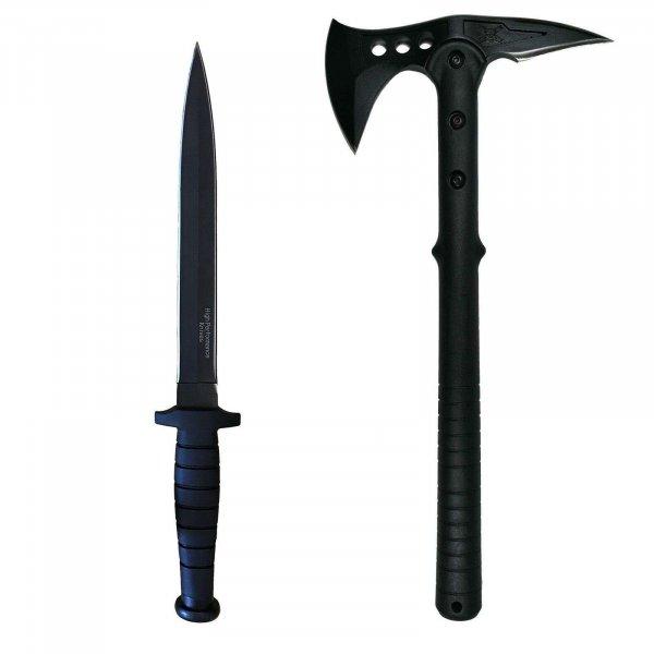 IdeallStore túlélőkészlet, Double Trouble, fejsze és kétélű kés,
rozsdamentes acél, fekete