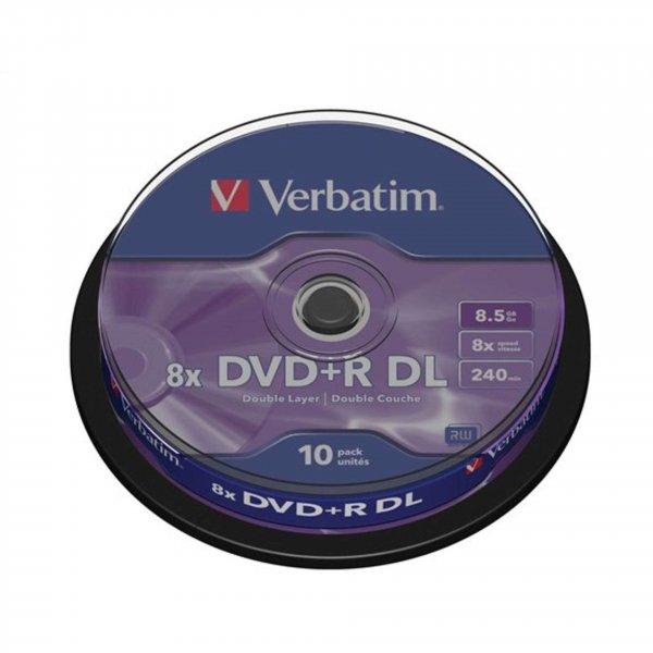 Verbatim DVD+R 8,5GB 8x kétrétegű henger 10db 43666
