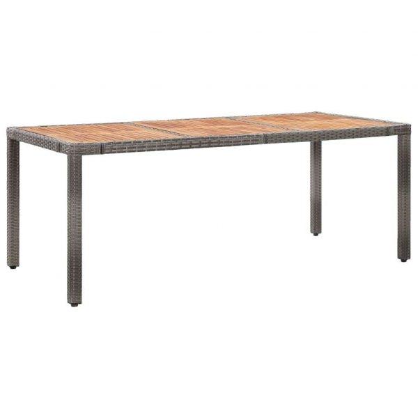 vidaXL szürke polyrattan és akácfa kerti asztal 190 x 90 x 75 cm