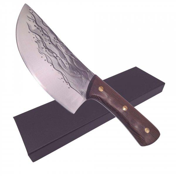 Két darab IdeallStore® kézzel készített konyhakés készlet, Wave Blade, 28
cm, rozsdamentes acél, barna színű