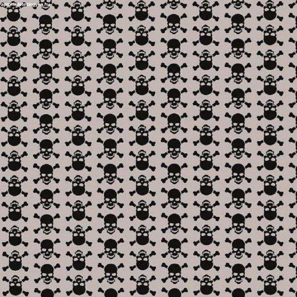 Ezüst fekete koponyák mintás öntapadós tapéta