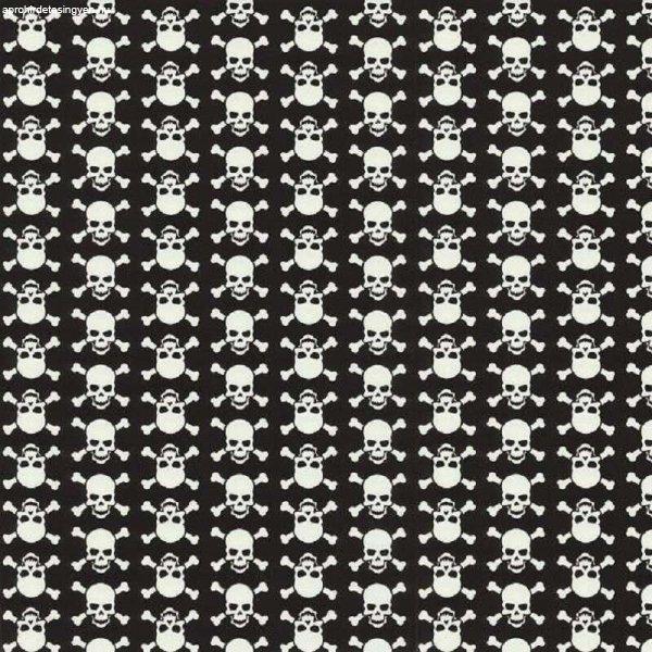Fekete fehér koponyák mintás öntapadós tapéta