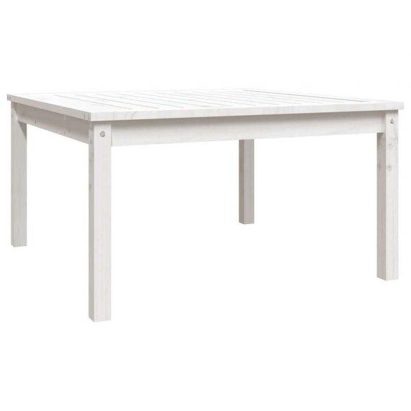 Fehér tömör fenyőfa kerti asztal 82,5x82,5x45 cm