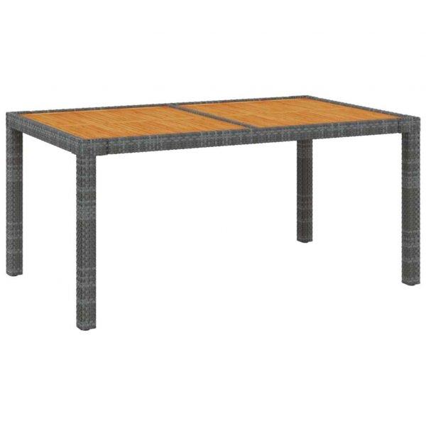 Szürke polyrattan és akácfa kerti asztal 150 x 90 x 75 cm