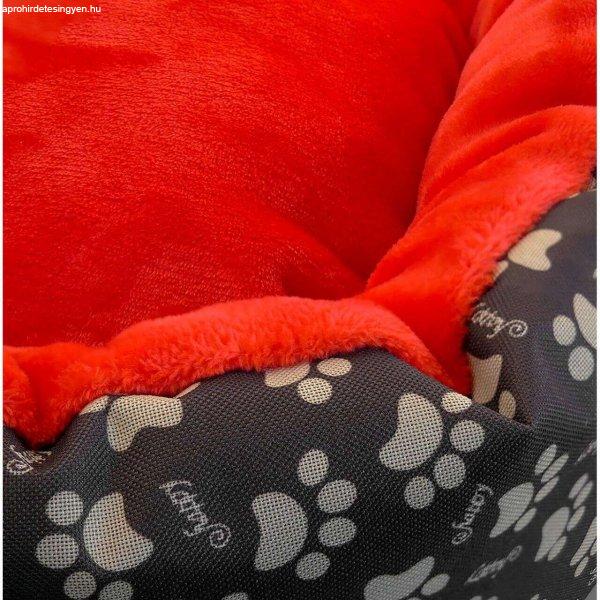 Puha ágy párnával, kutyának/macskának, piros, 50 cm