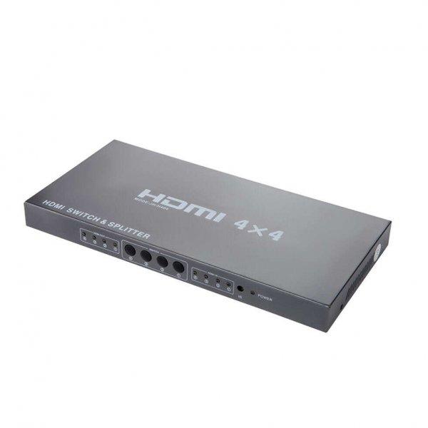 Távirányítós HDMI 4 in 4 out Switch & Splitter 1.4V 3D 1080P