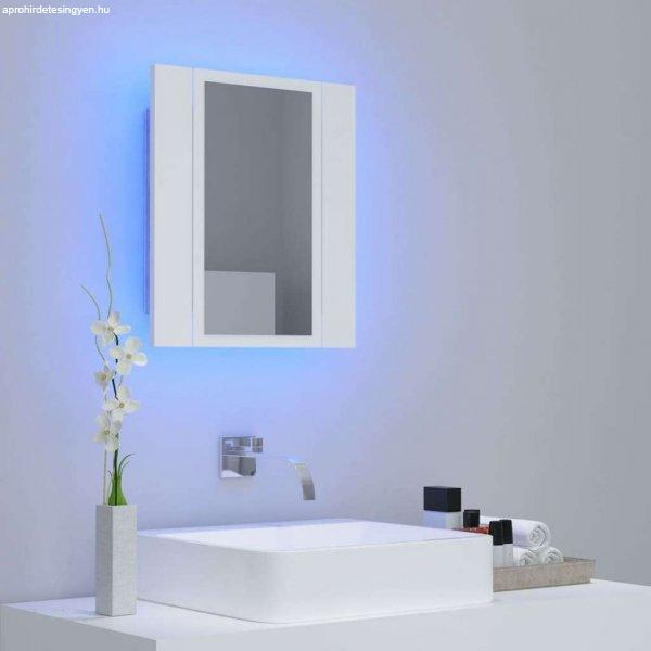 Fehér led-es tükrös fürdőszobaszekrény 40 x 12 x 45 cm