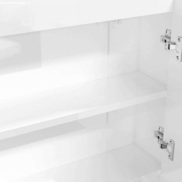 Fényes fehér mdf tükrös fürdőszobaszekrény 80 x 15 x 60 cm