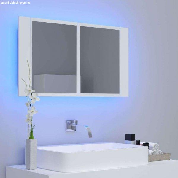 Fehér led-es tükrös fürdőszobaszekrény 80 x 12 x 45 cm