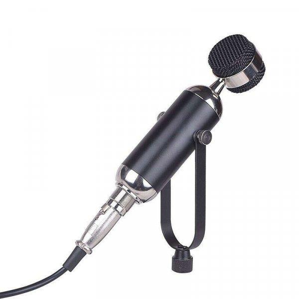 Professzionális kondenzátor stúdió mikrofon, vezetékes, állítható
dőlésszögű, U alakú mikrofontartóval, fekete