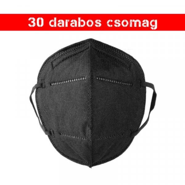 Fekete KN95 légzésvédő arcmaszk, szájmaszk (FFP2) - 30 darabos csomag