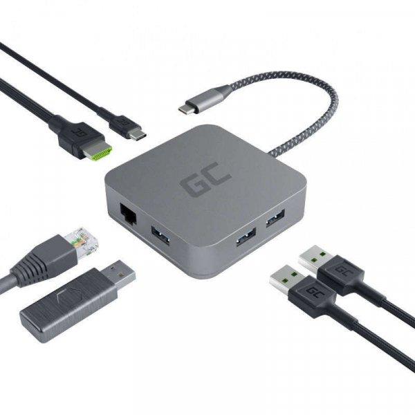 Green Cell Adapter GC HUB2 USB-C 6in1 (USB 3.0 HDMI Ethernet USB-C)