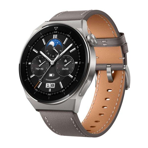 Huawei Watch GT 3 Pro Classic 46mm - Titánium Szürke-Szürke Bőrszíj