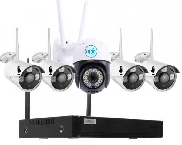 5 Kültéri MIX Wifi 1 forgatható és 4 fix megfigyelő kamera rendszer 3MP, 8
csatornás ONVIF NVR, színes éjszakai látás, H.265+