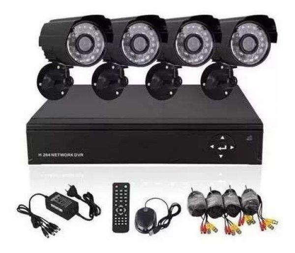 Komplett megfigyelő rendszer, 4 csatornás megfigyelő központtal és 4 darab
kamerával - IP66 védelemmel és 24 infravörös LED-del (BBV)