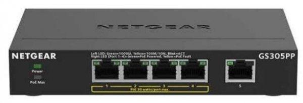 NETGEAR GS305PP Gigabit Ethernet (10/100/1000) PoE támogatás Fekete