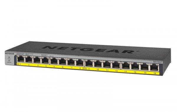 NETGEAR GS116LP (unmanaged) Gigabit Ethernet (10/100/1000)
Ethernet-áramellátás (PoE) Fekete