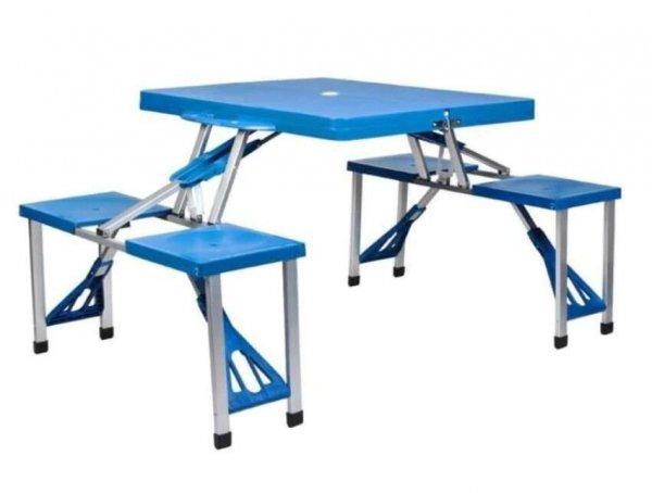 Összecsukható asztal és szék készlet, 4db szék, 82 X 82 X 68 cm, Kék