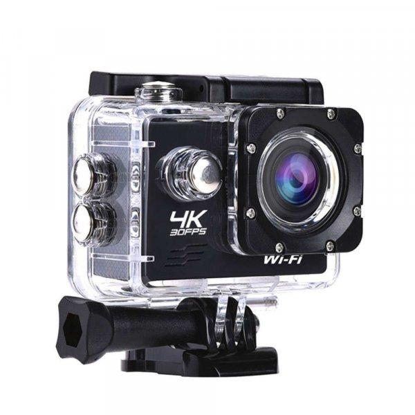 WiFi-s Akciókamera, H-16-4, 12MP sportkamera, FullHD video/60FPS, max.32GB TF
Card, 30m-ig vízálló, A+ 170°, fekete