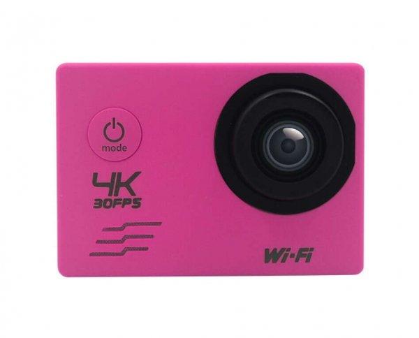 WiFi-s Sportkamera, H-16-4, 12MP akciókamera, FullHD video/60FPS, max.32GB TF
Card, 30m-ig vízálló, A+ 170°, rózsaszín