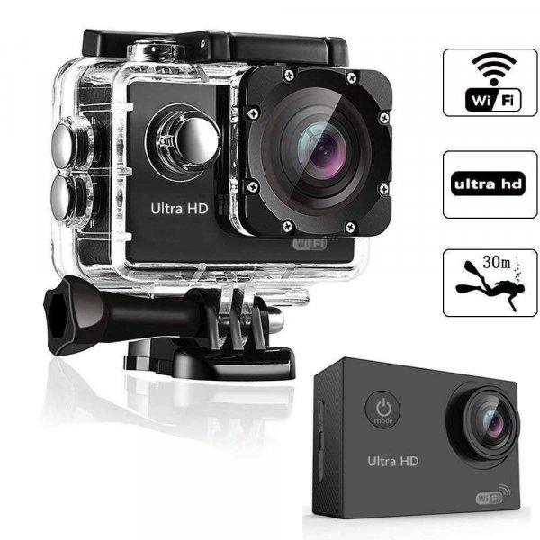 WiFi-s Sportkamera, H-16, 12MP akciókamera, FullHD video/60FPS, max.64GB TF
Card, 30m-ig vízálló, A+ 170°, rózsaszín